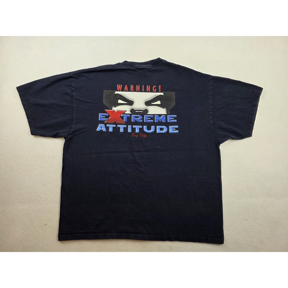 Vintage Y2K Big Dogs Warning Extreme‎ Attitude WWF Parody Double-sided Mens XL